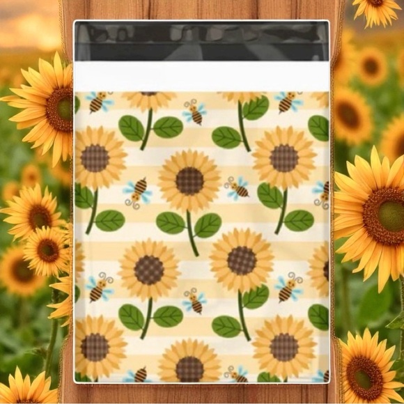 Sunflowers & Bumble Bees 🐝 Poly Mailers 10x13 Pack of 25 - Picture 3 of 6